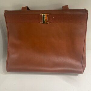 Authentic Salvatore Ferragamo Vara Brown Tote